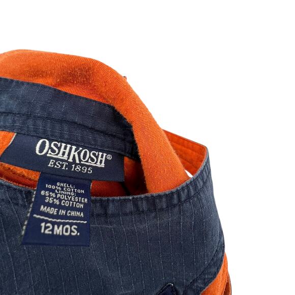 OshKosh Overalls Size 12 Months Blue with Orange Interior - Picture 3 of 3